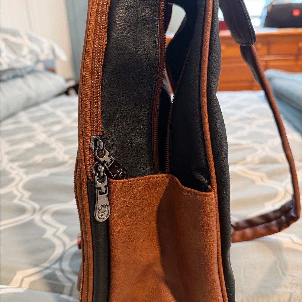 Black and Brown Women's Crossbody Bag with Colorful Accents - Picture 3 of 7